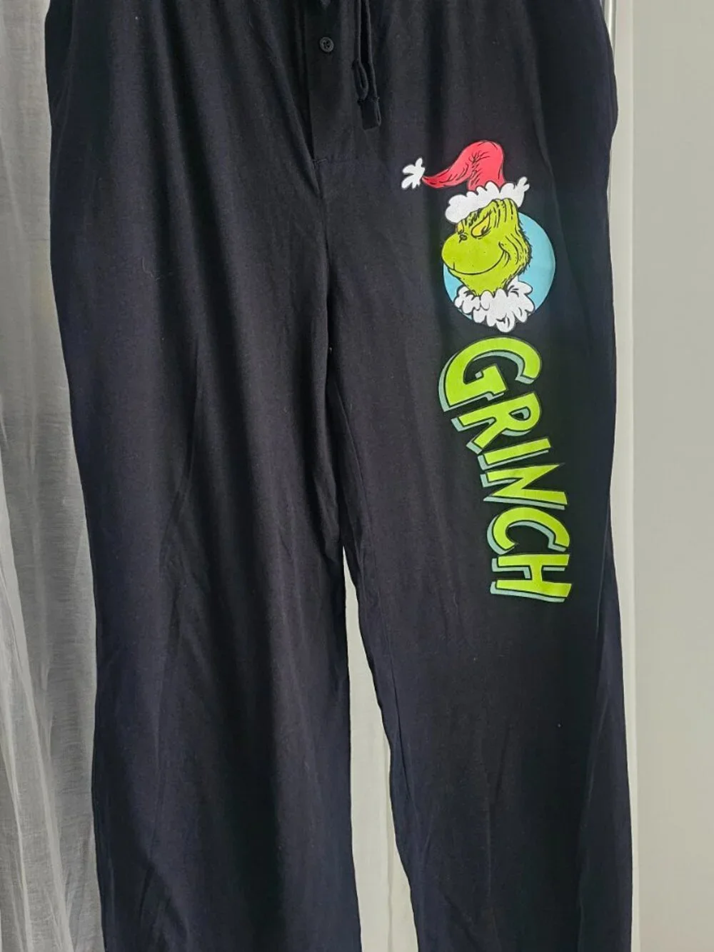Dr Seus The Grinch Men's Santa Lounge Sleep Pajama Pants Black Size XL NWOT